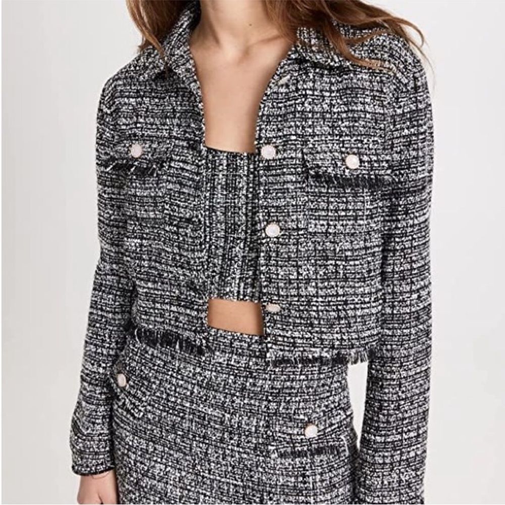 En Saison Black & White Tweed Cropped Jacket